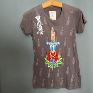 Christian Audigier T-Shirt women’s size S Dagger&Rose
